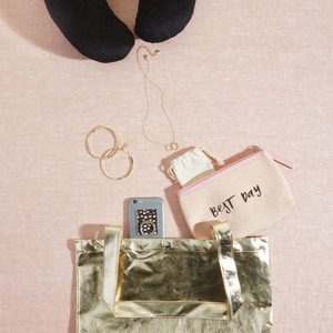 Gold Metallic Tote Bag‎ Purse NWT